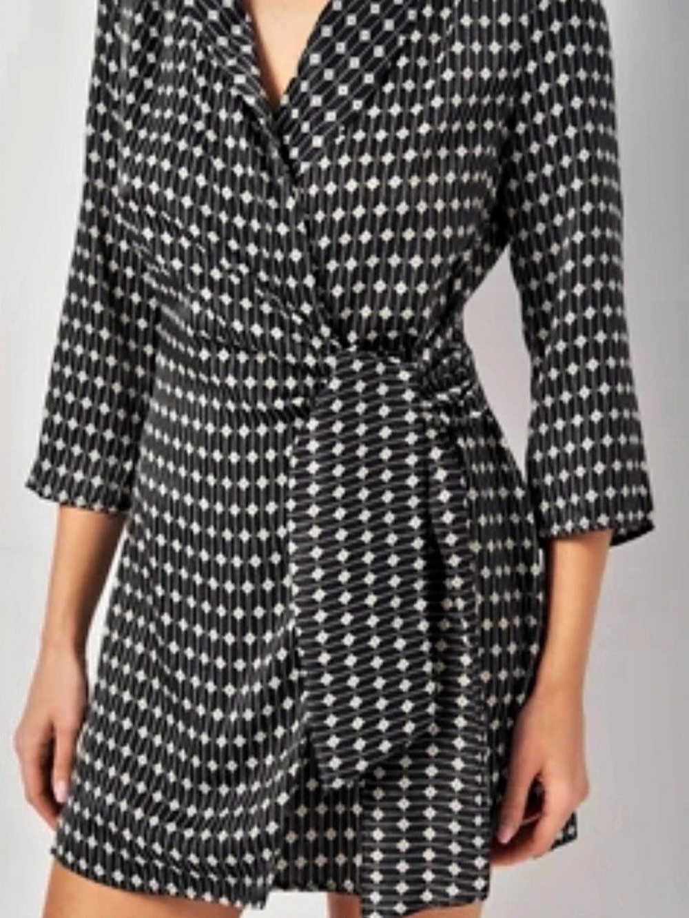 Zara Black & White Geometric Wrap Mini Dress Size Medium